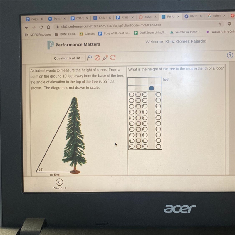 What is the height of the tree to the nearest tenth of a foot? A student wants to-example-1