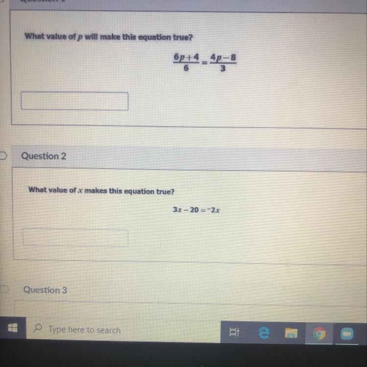 Q.1 What value of p will make this equation true? Q.2 what value of x makes this equation-example-1