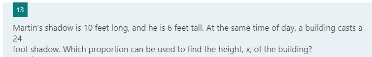 Which proportion can be used to find the height, x, of the building?-example-1