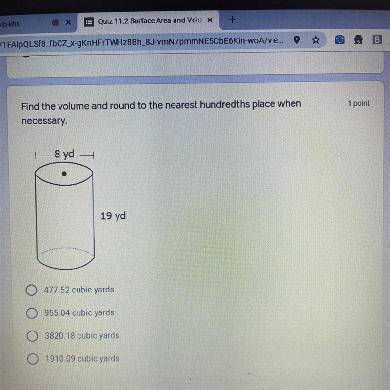 Find the volume and round to the nearest hundredths place when necessary.-example-1