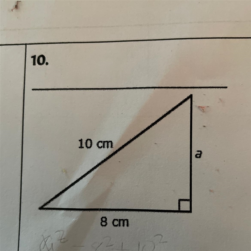 Use Pythagorean theorem to solve the following right triangles, put your answer in-example-1