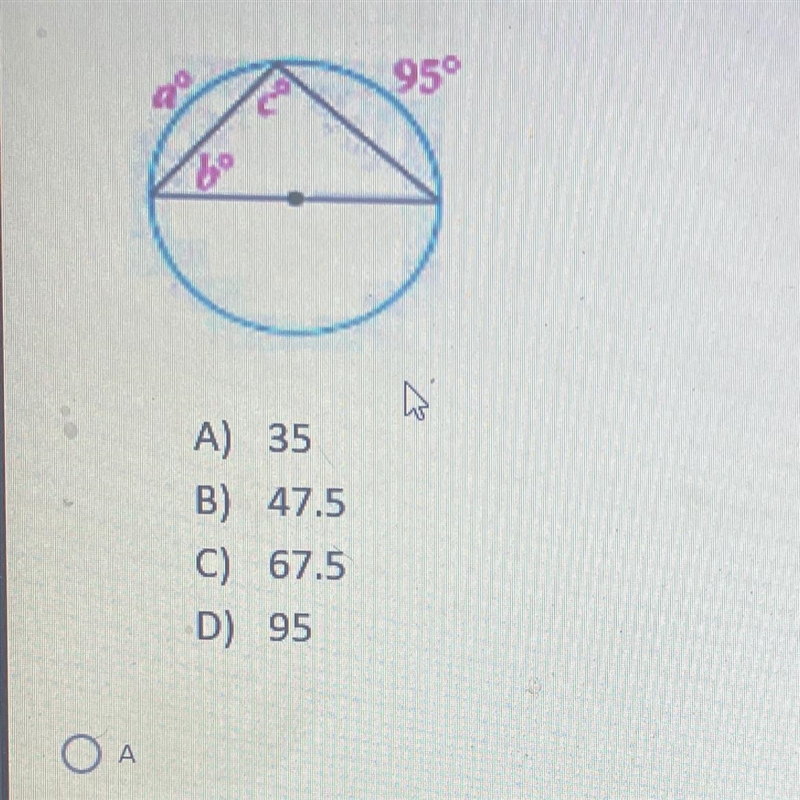 1. Find A) 35 B) 47.5 C) 67.5 D95-example-1