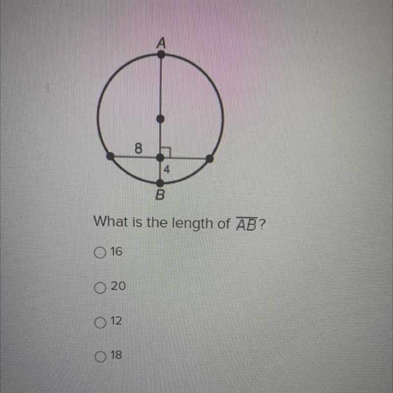 PLEASE HELP!!!! What is the length of AB? 16 20 12 18-example-1