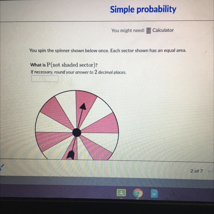 What is the p(not shaded sector)?-example-1