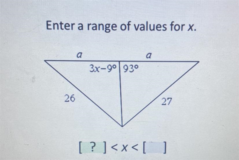 Enter a range of values for x. a 3x-90 930 26 27 [? ] Enter-example-1