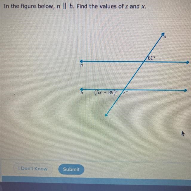 Find the value of z and x?-example-1