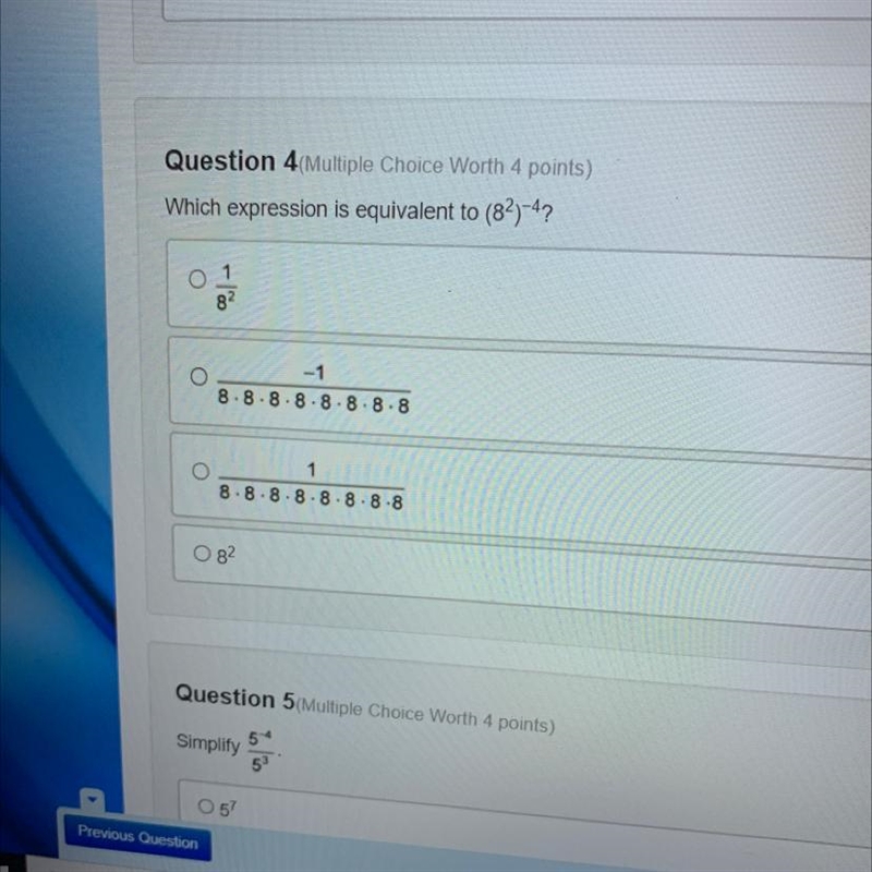 Which expression is equivalent to (8^2)^-4?-example-1