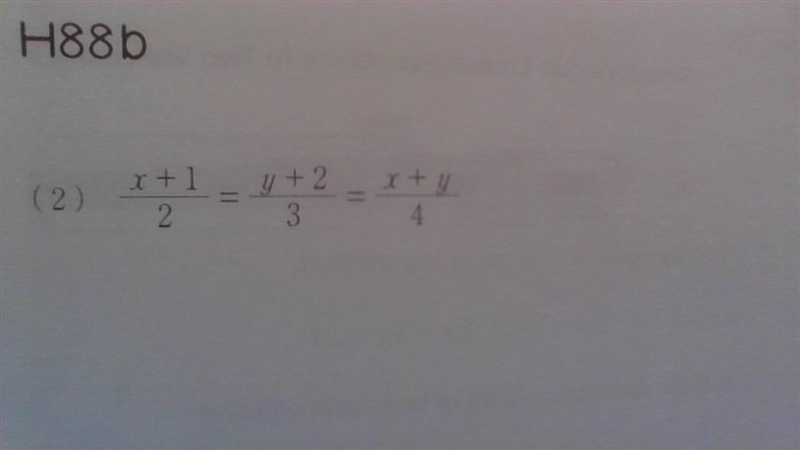 (x+1)/(2)=(y+2)/(3)=(x+y)/(4) Please help, 50 points !! I need to also show my work-example-1