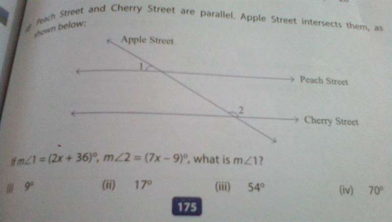 Peach Street and Cherry Street are parallel. Apple Street intersects them, as shown-example-1