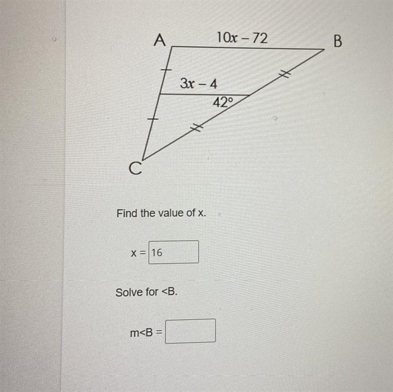 PLEASE HELP!!!!! Solve for measure angle B.-example-1