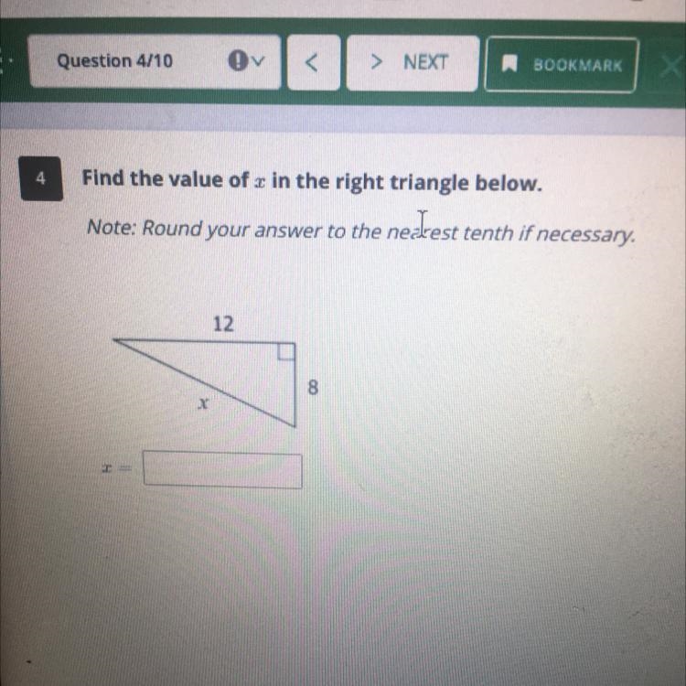 Pythagorean Theorem finding value in x-example-1