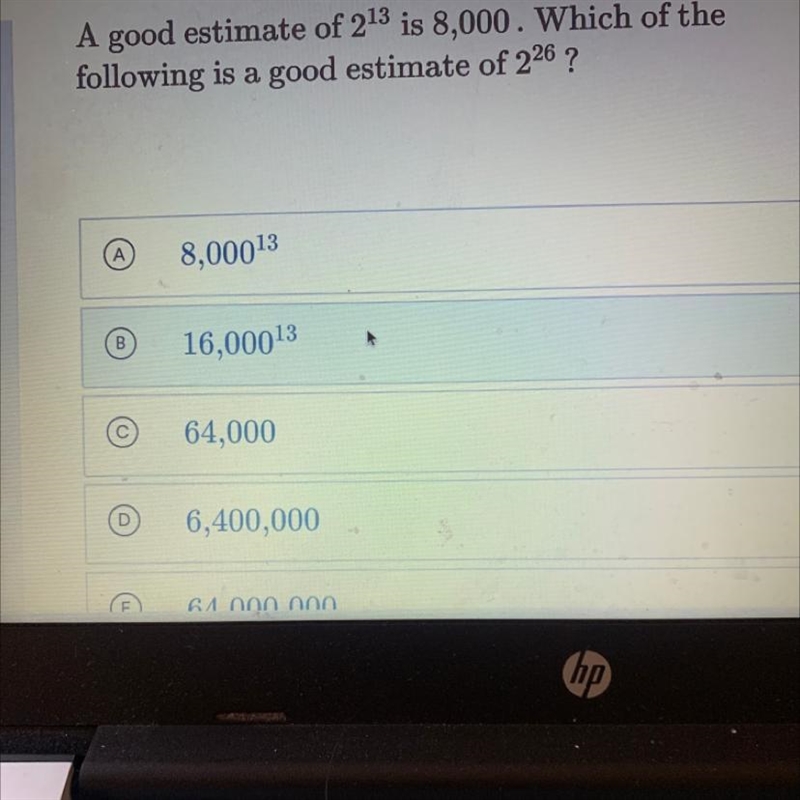 A good estimate of 213 is 8,000. Which of the following is a good estimate of 226 ?-example-1