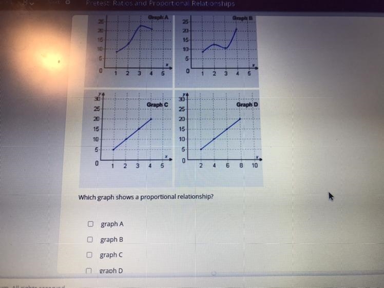 Which graph shows a proportional relationship?-example-1