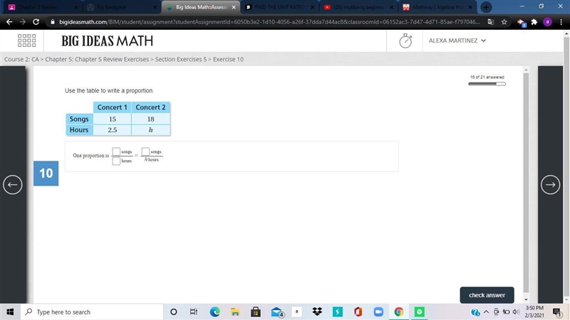 Use the table to write a proportion-example-1