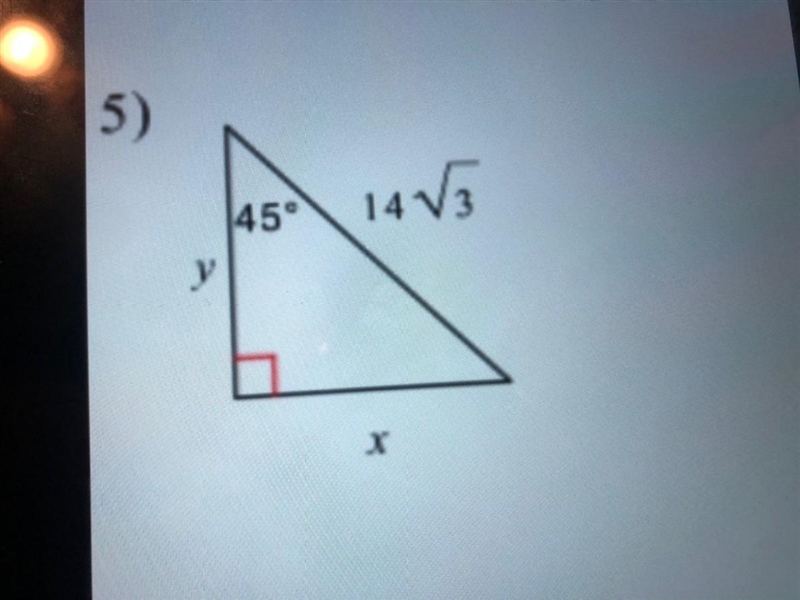 Find the missing sides and leave the answers as radicals in simplest form!! HELP-example-1