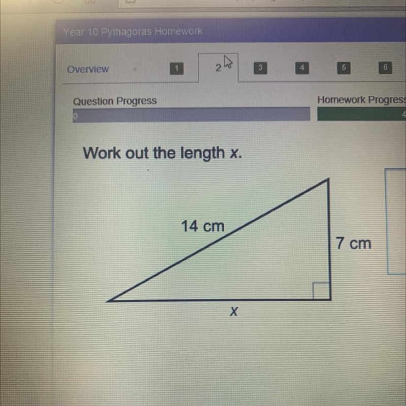 Work out the length x. 14 cm 7 cm х-example-1