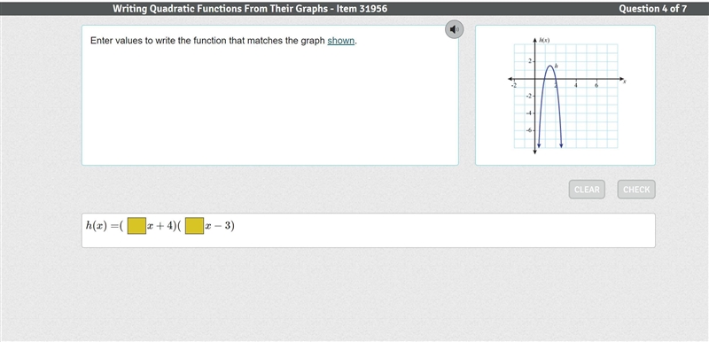 Enter values to write the function that matches the graph shown.-example-1