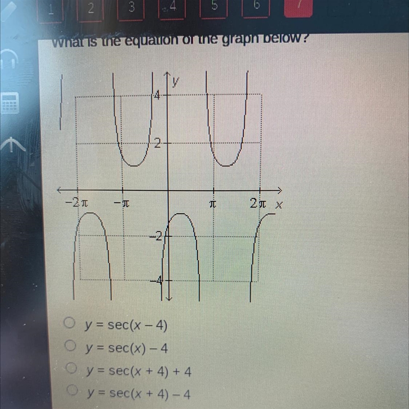 What is the equation of the graph below?-example-1