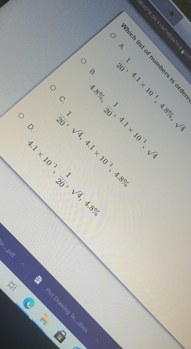 Which list of numbers is ordered from least to greatest help pls​-example-1