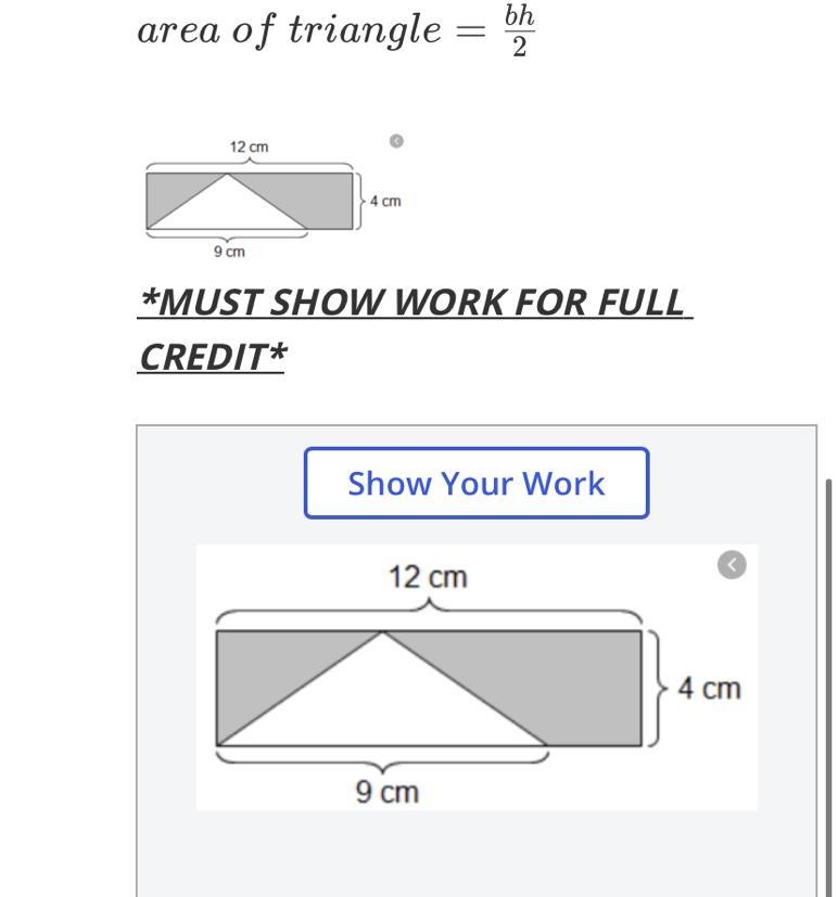 Find the area of the shaded region in the picture below Hint** - The area of a triangle-example-1