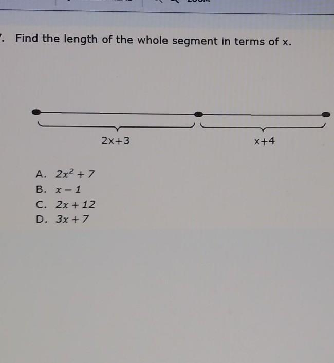 Find the length of the whole segment in terms of x​-example-1