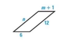 Given the parallelogram below, find m and n.-example-1