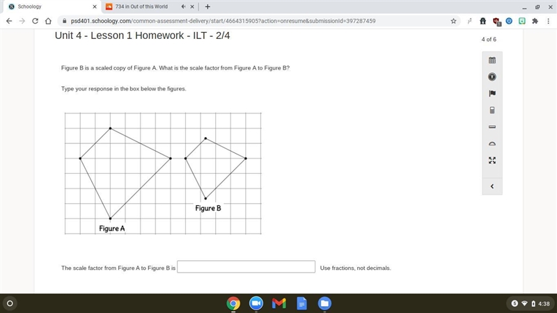 Figure B is a scaled copy of Figure A. What is the scale factor from Figure A to Figure-example-1