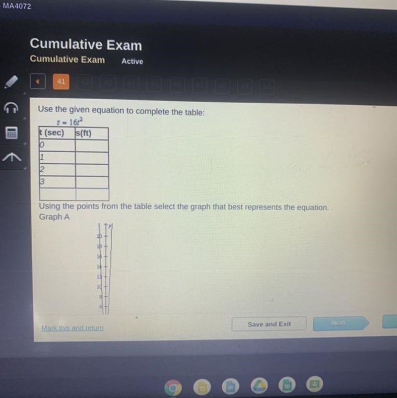 Use the given equation to complete the table s = 16t^2 using the points from the table-example-1