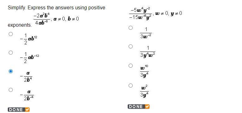 Simplify. Express the answers using positive exponents: Help me on this, Points are-example-1