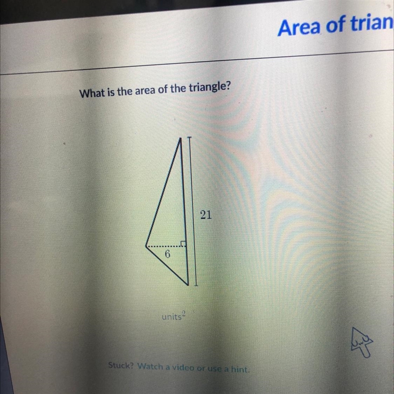 What is the area of the triangle? 6 21 units-example-1