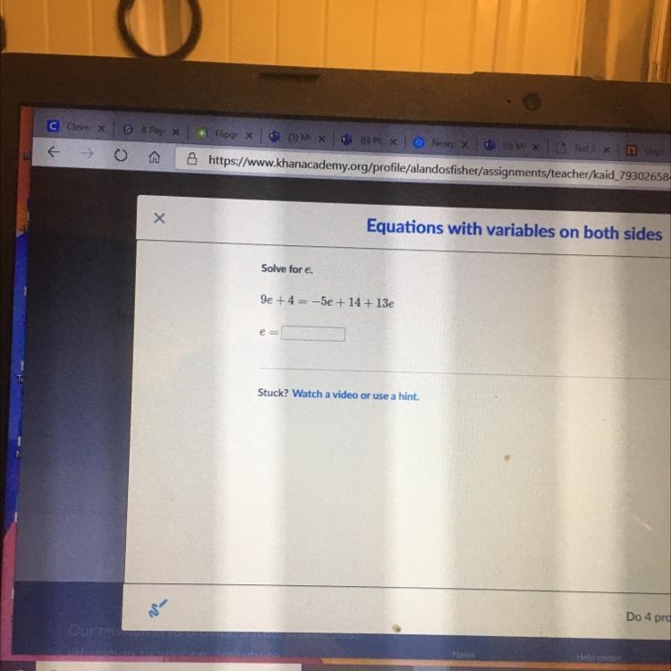 9e +4 = -5e +14 +13e E=-example-1