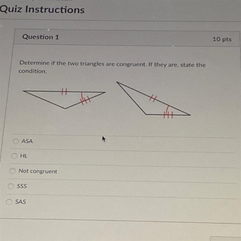 Determine if the two triangles are congruent-example-1