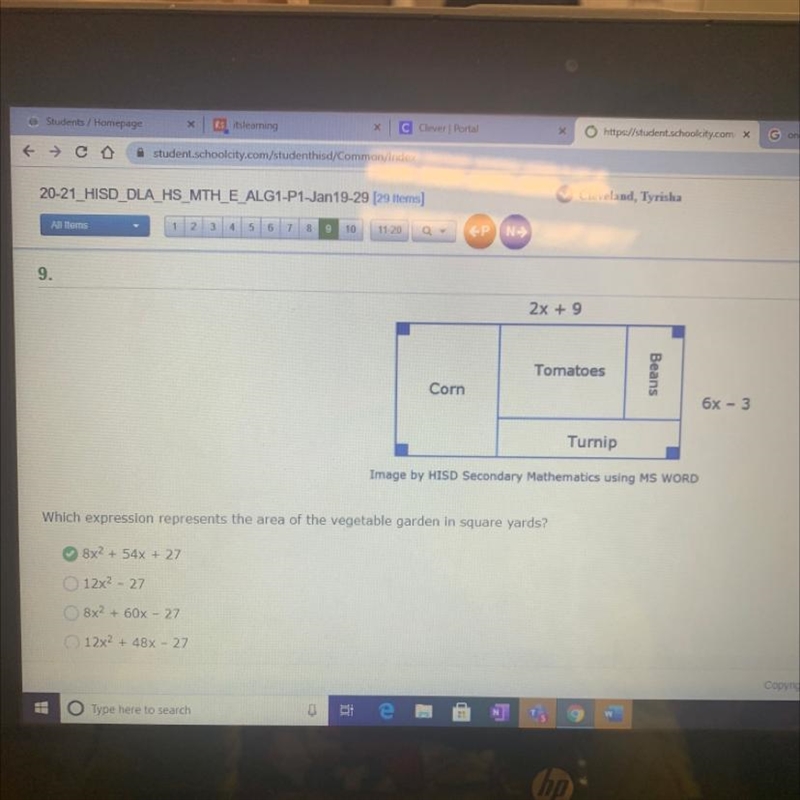 2x + 9 Tomatoes 1 Corn 6x - 3 Turnip Image by HISD Secondary Mathematics using MS-example-1