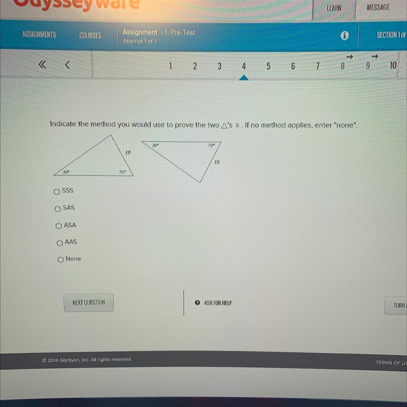 Indicate the method you would use to prove the two A's . If no method applies, enter-example-1