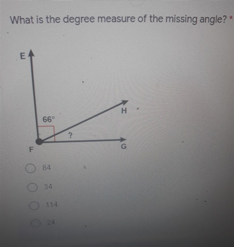 What is the degree measure of the missing angle? 84 34 114 24​-example-1