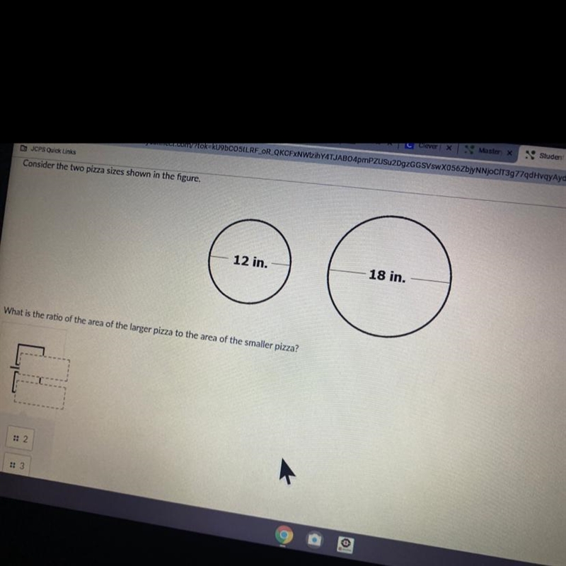 what is the ratio of the area of the larger pizza to the area of the smaller pizza-example-1