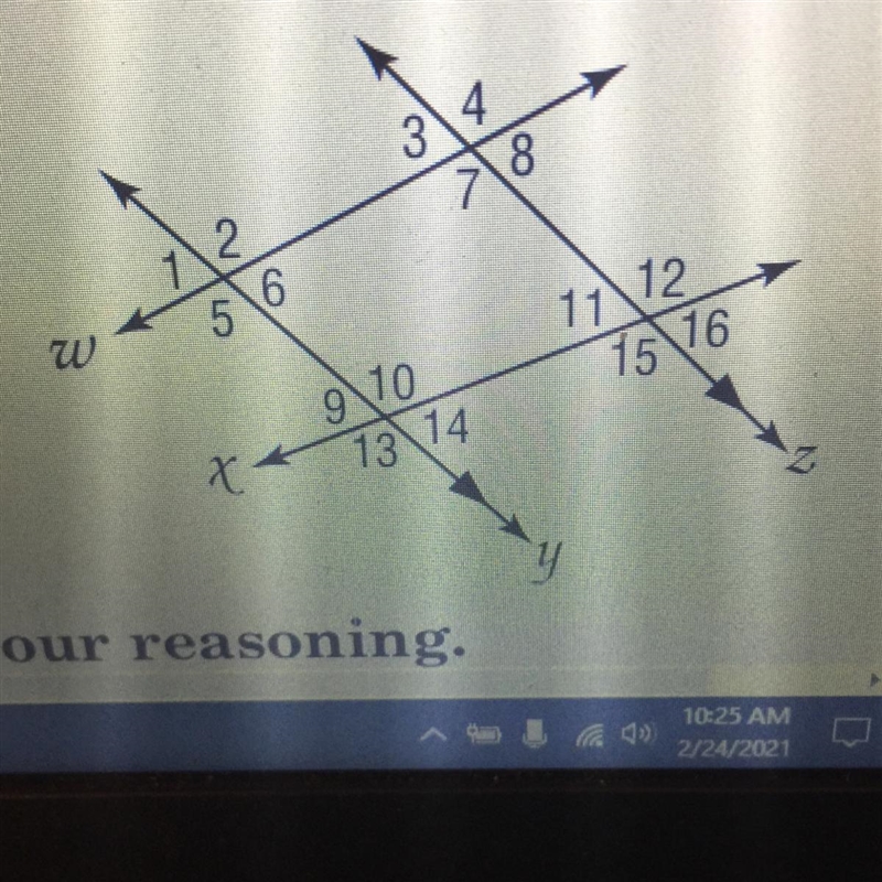 List the Alternate Exterior Angles, Exterior Angles and Consecutive Angles Quickkk-example-1