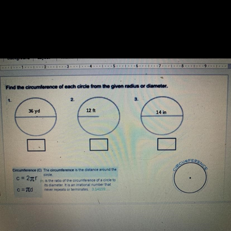 Find the circumference of each circle from the given radius or diameter Please help-example-1