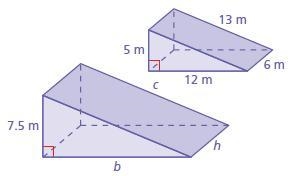 The solids are similar. Find the missing dimensions.-example-1