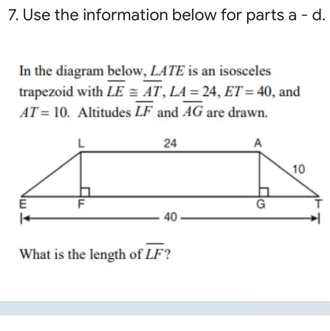 What kind a of quadrilateral is LFGA? Trapezoid Rhombus Square Rectangle b) Are triangles-example-1