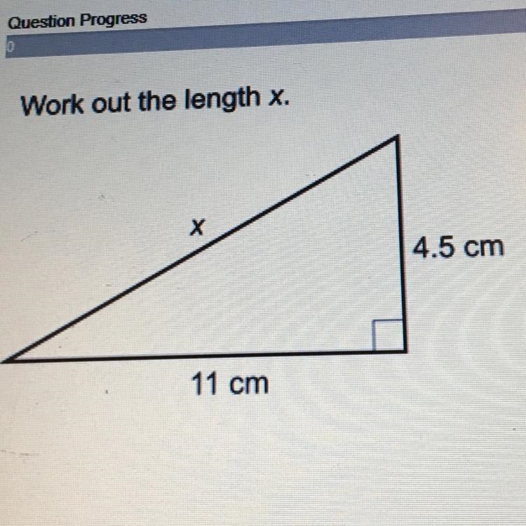 Work out the length x. 4.5 cm 11 cm-example-1