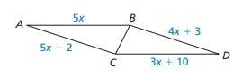 Find all values of x that make the triangles congruent. Explain your reasoning.-example-1