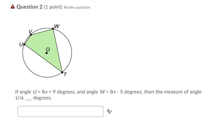 Can someone please help me?? trying to retake some questions If angle U = 8x + 9 degrees-example-1