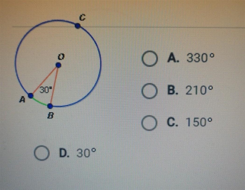 What is the measure of ACB in O below?​-example-1