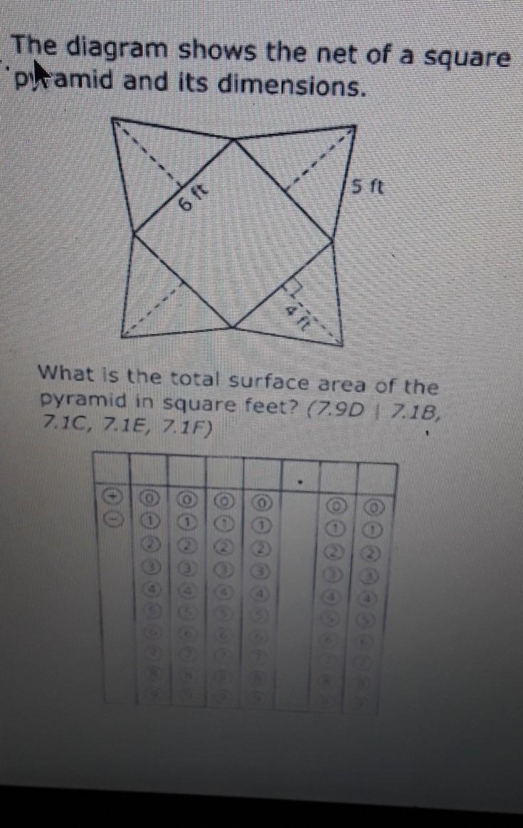 The Diagram shows the net of a square pyramid and its dimensions ​-example-1