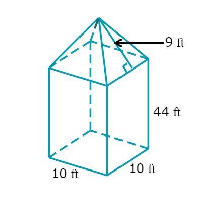 A monument outside city hall has dimensions as shown in the figure below. If one gallon-example-1