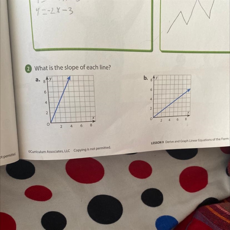 Help please!!!!! What is the slope of each line?-example-1