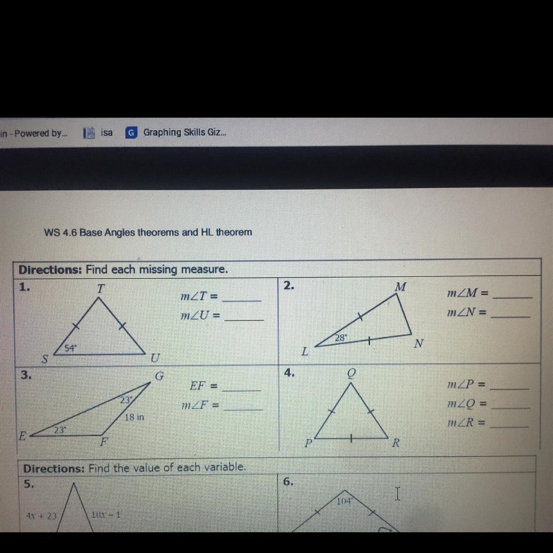 Bases angles theorems and HL theorems PLEASE HELP-example-1