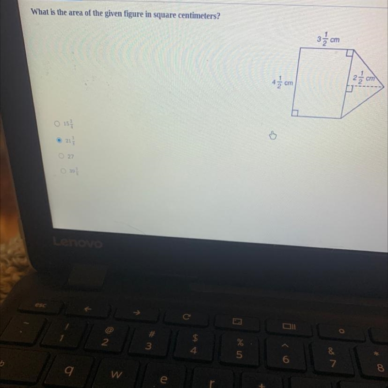 What is the area of the given figure in square centimeters?-example-1