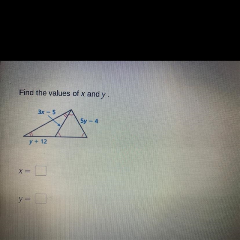 Find the values of x and y X= Y=-example-1